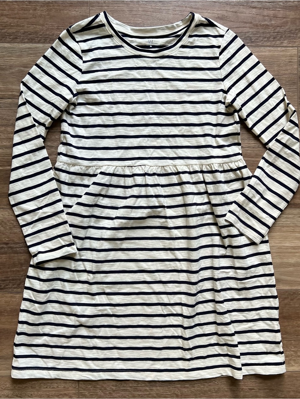 GAP Long-Sleeve Striped Cotton Dress Off-White & Navy girls 12